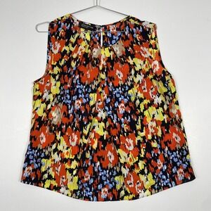 Jones New York Blouse Womens 16 Multicolor Sleeveless Scoop Neck Geometric Top